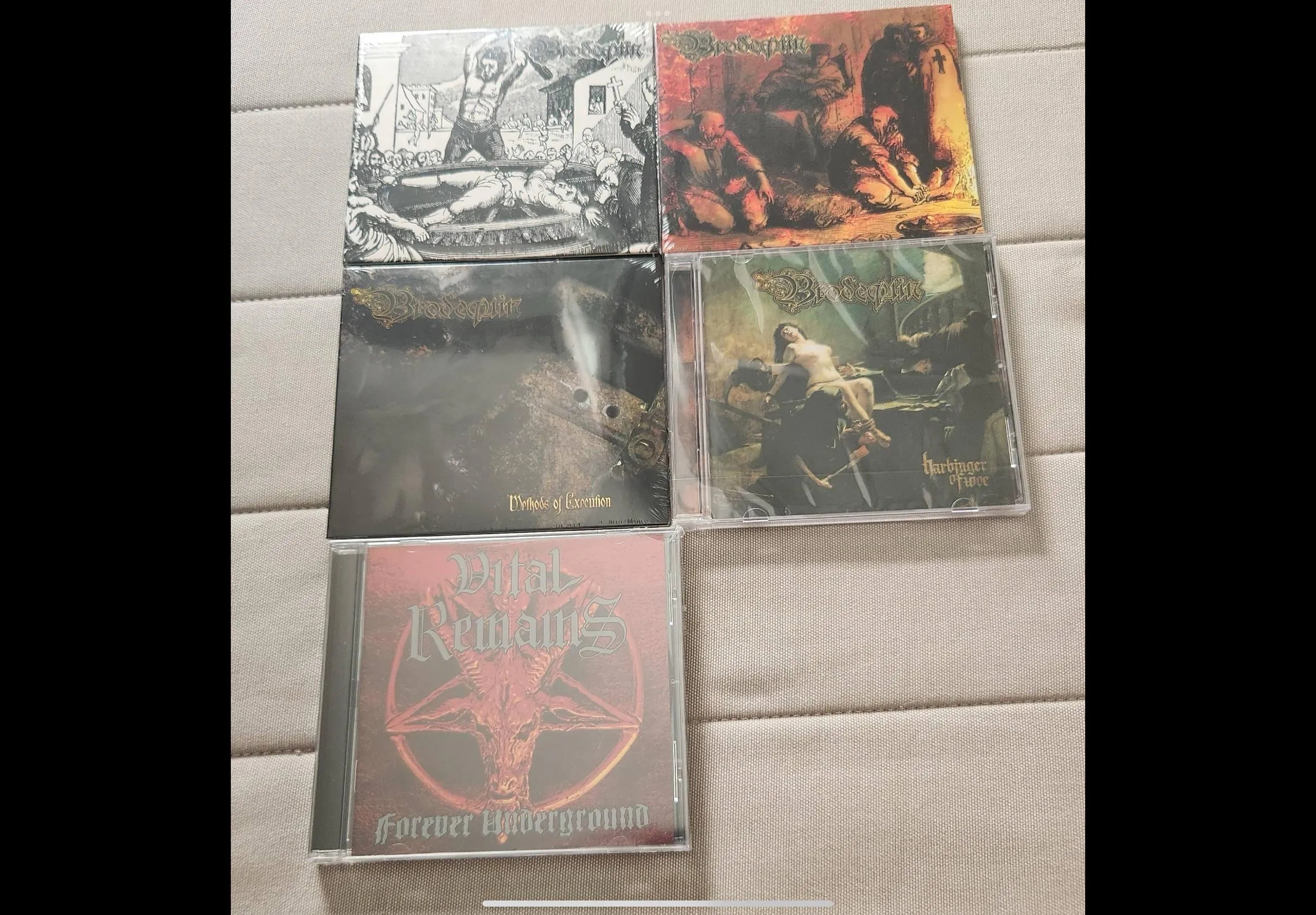 I don’t know if i can post it here but those cd’s have arrived today. I have started collecting cd’s in February this year  and I had to buy Brodequin discography. Probably the best brutal death metal band next to Disgorge