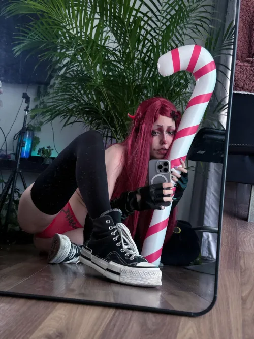 sad with just a candy cane