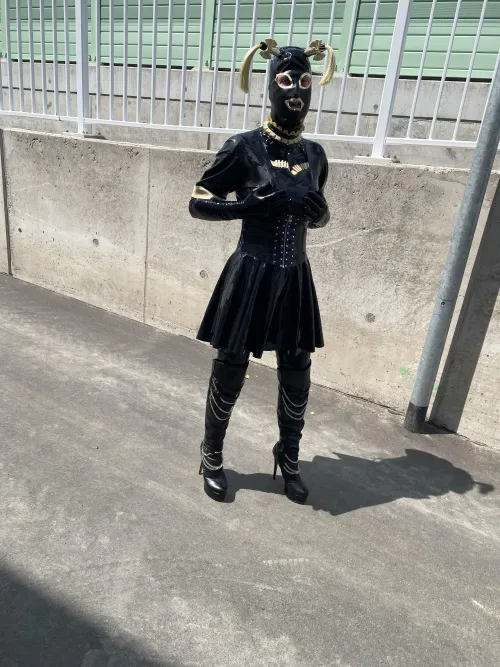 Finally outside as rubber doll