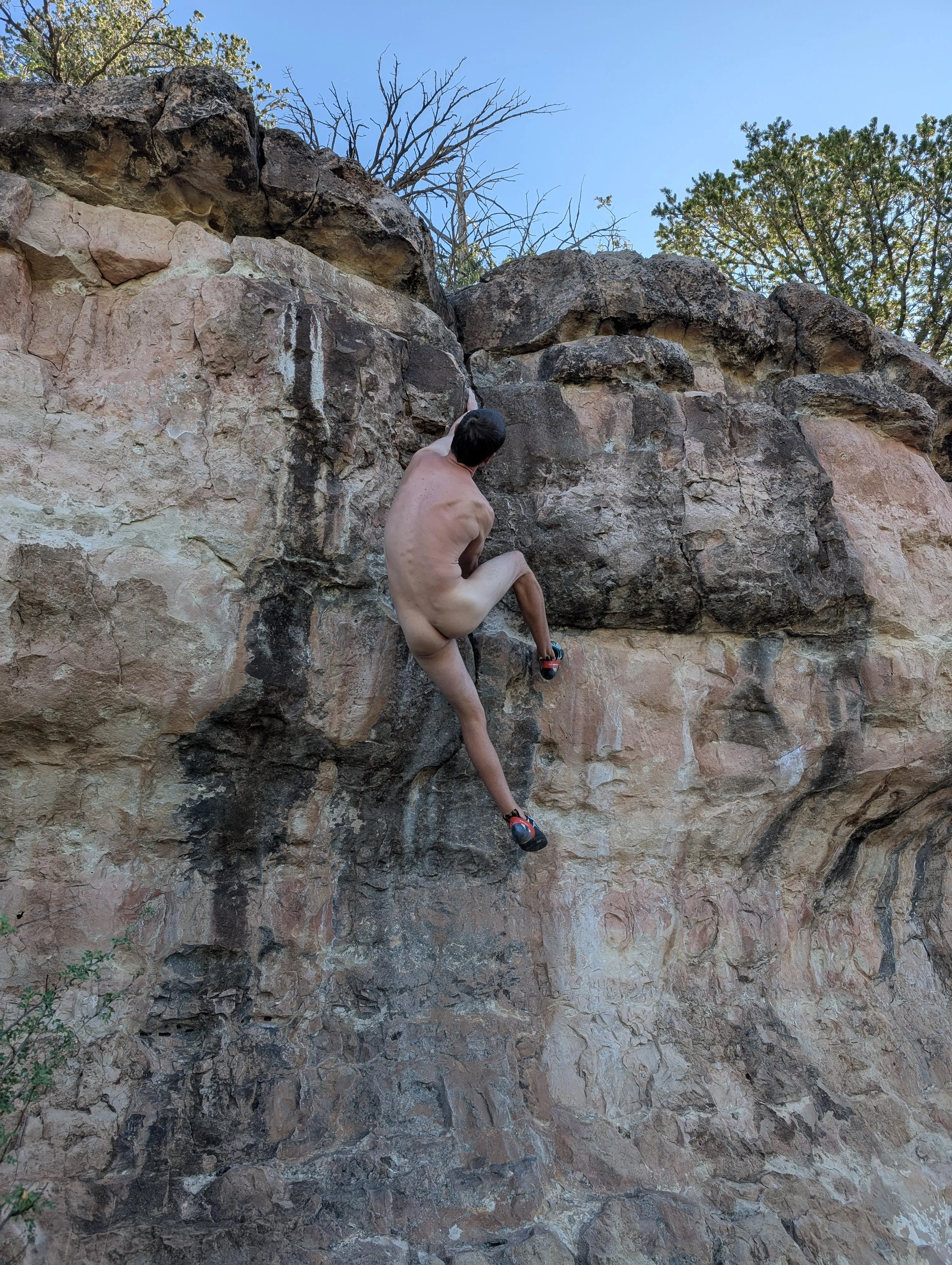 Rock climbing naked and free
