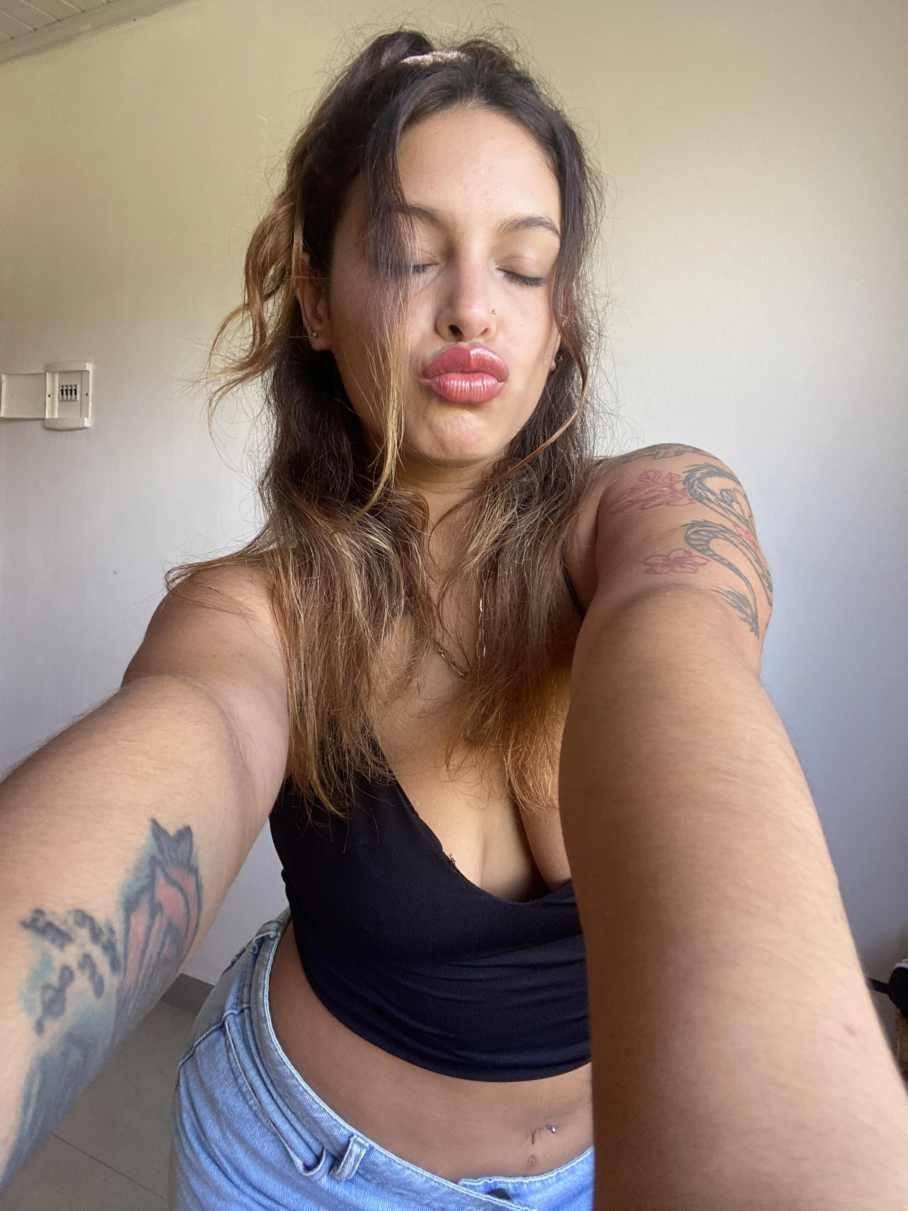 I give you a kiss on the head