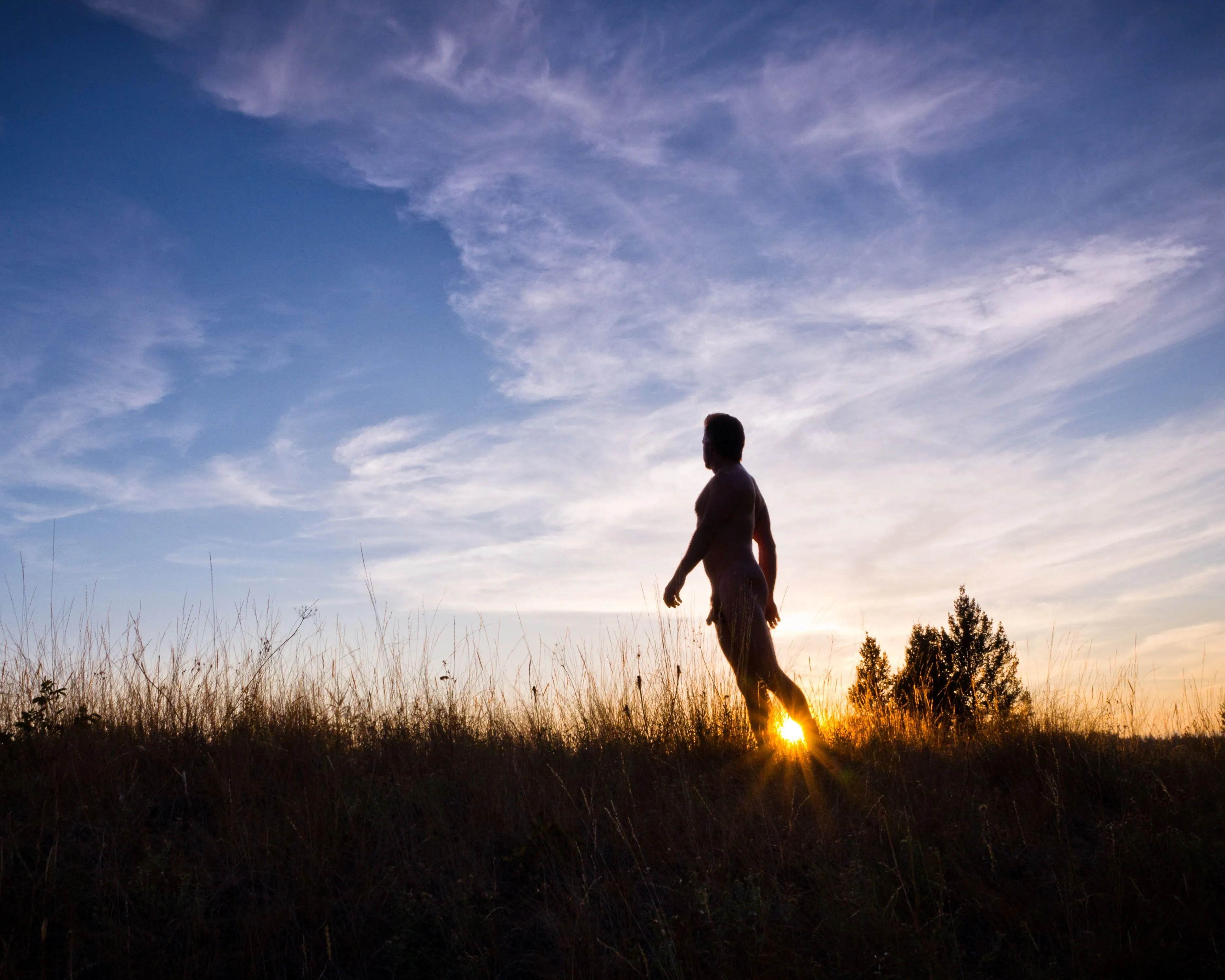 sunset silhouette walk
