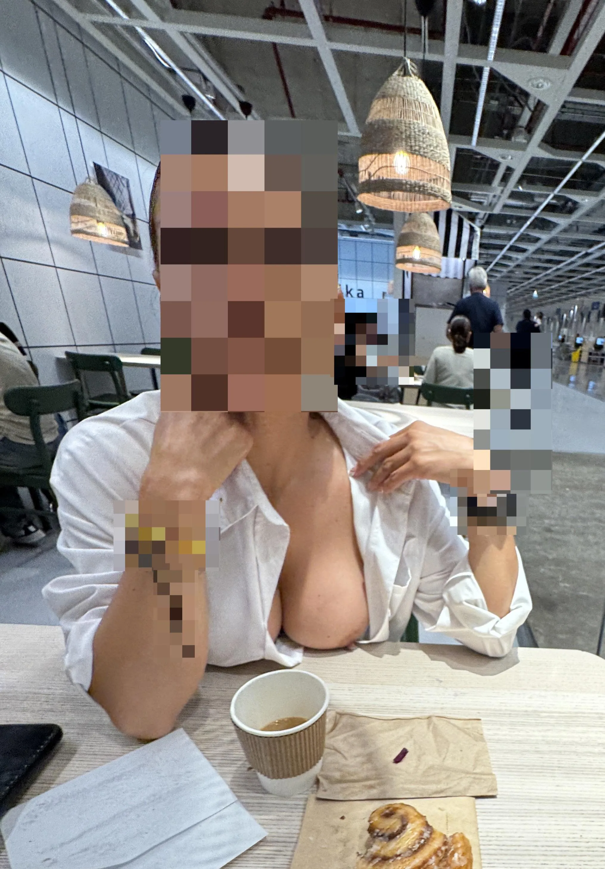 Tit out while eating breakfast