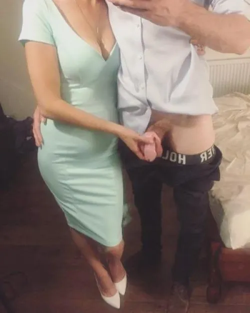 Hug him from behind and then slowly jerk him off and tell him that he’s a good boy when he comes.