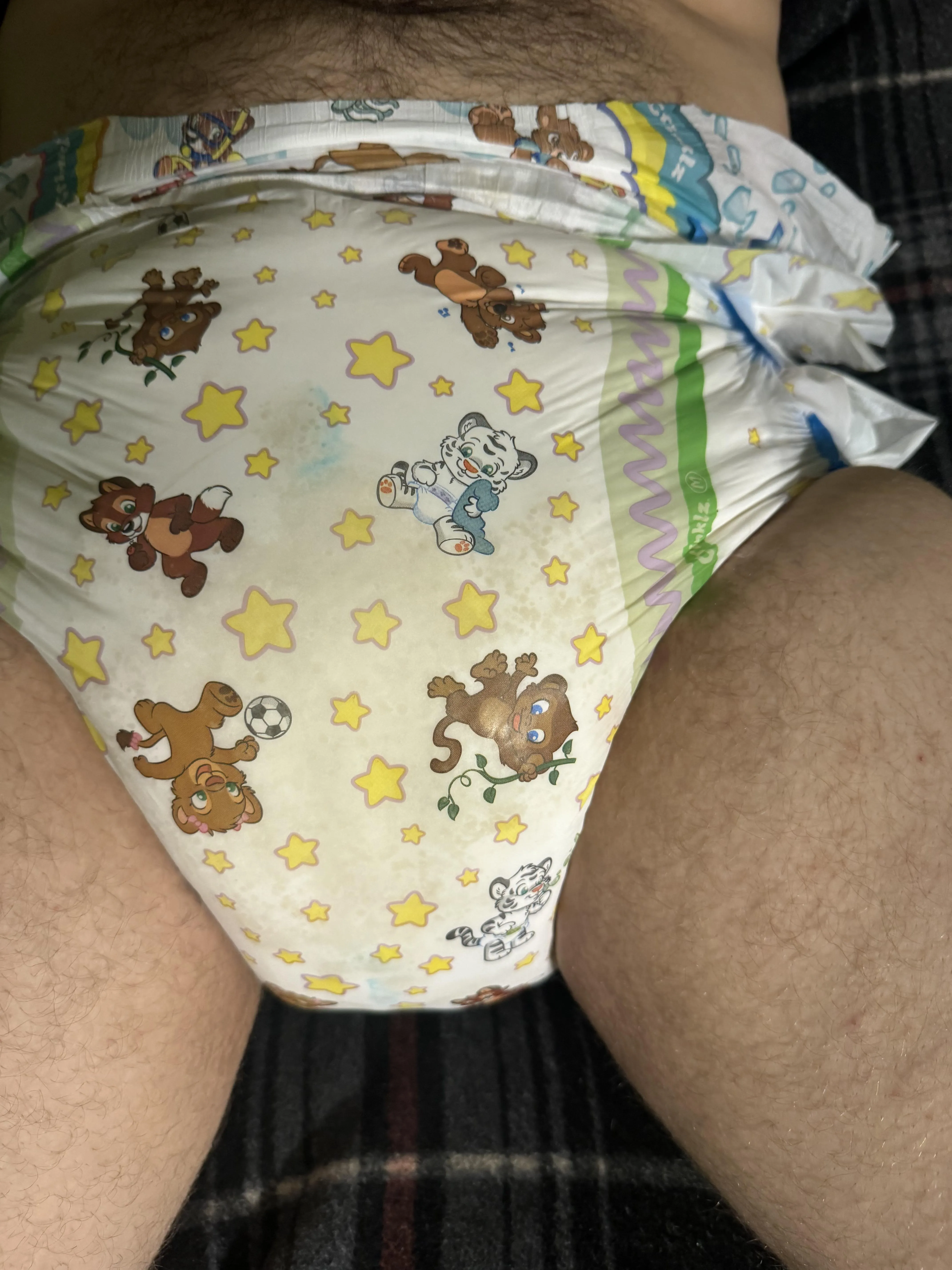 21M Chastity and wet double diaper.