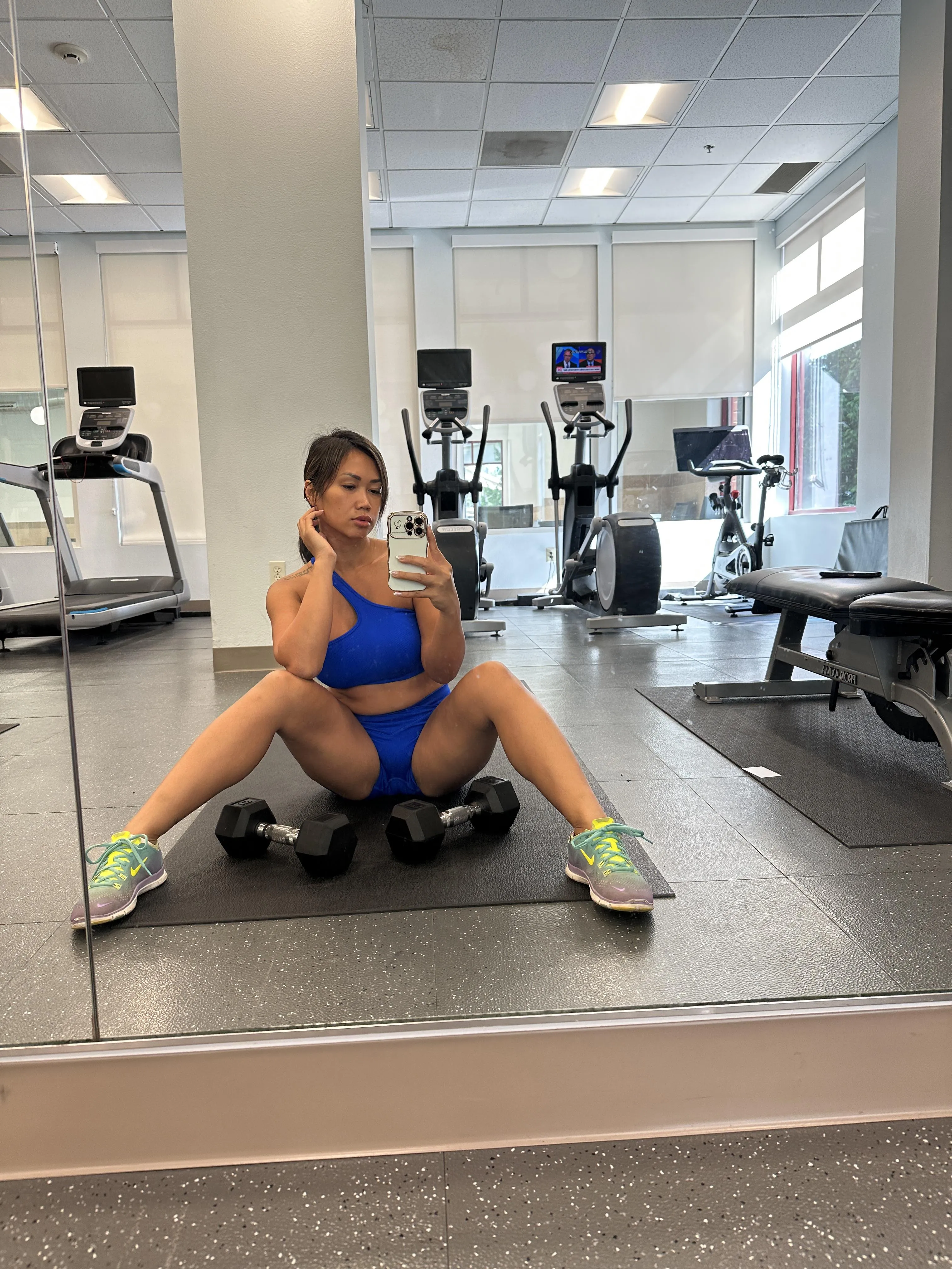 Prepping for a workout, Muscle stretch now.