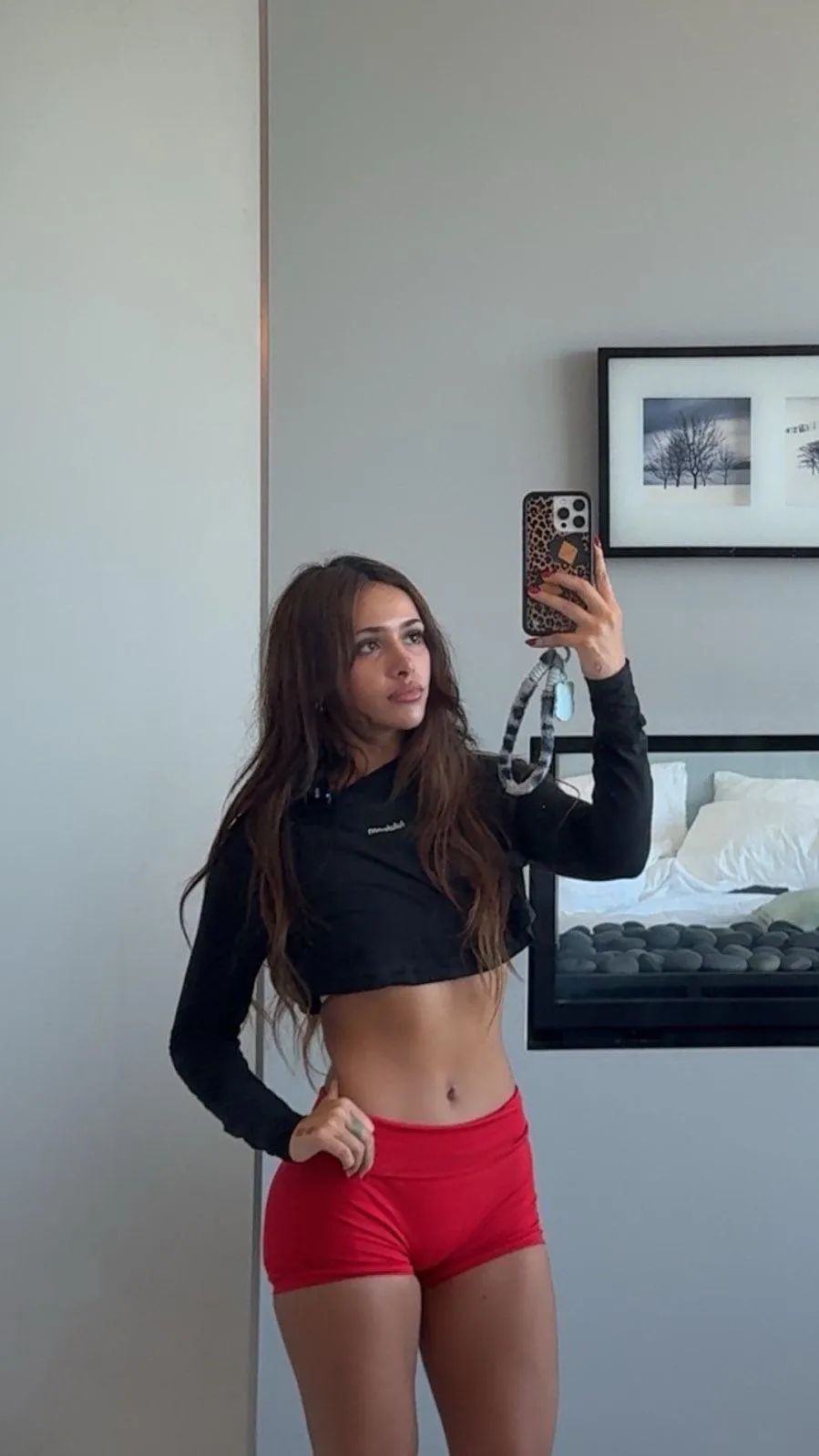 Tiny shorts showing off those thighs 😋