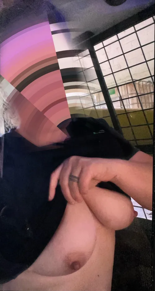 Tits out while working