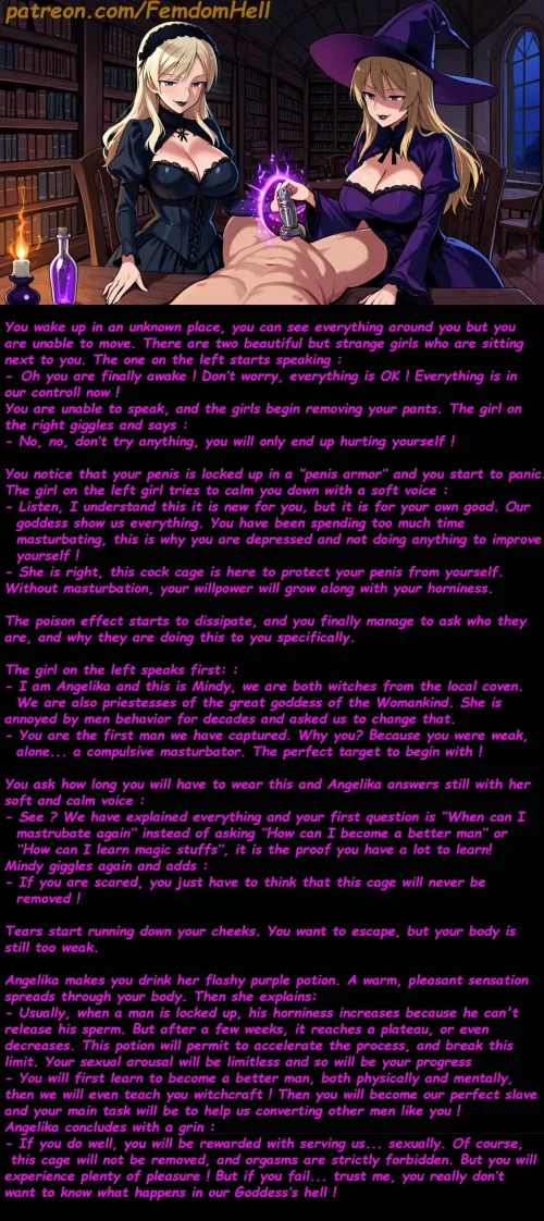 Captured by the witches [AI generated][femdom][chastity][magic][witches]