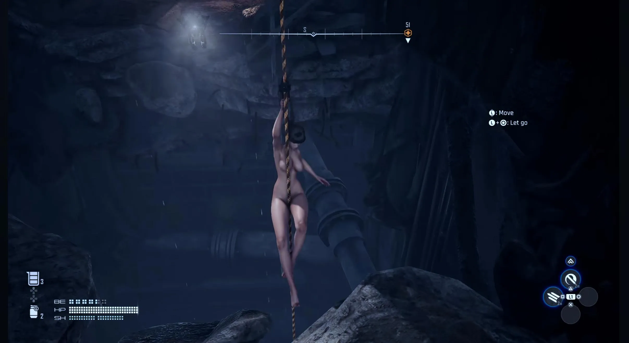 Eve grinding her way down a rope - Stellar Blade