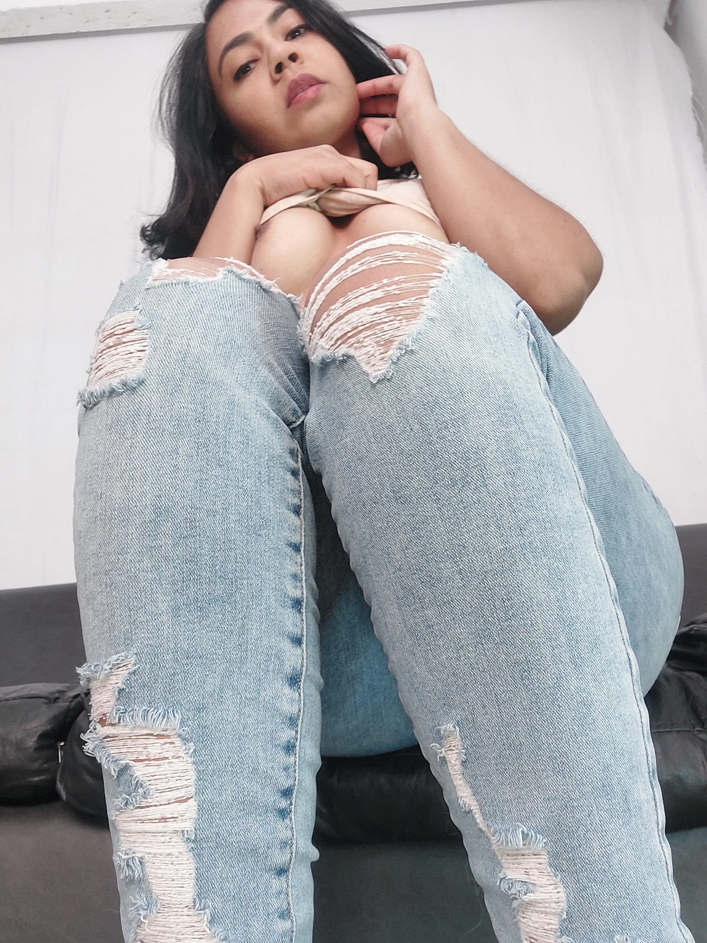 ripped, tight jeans