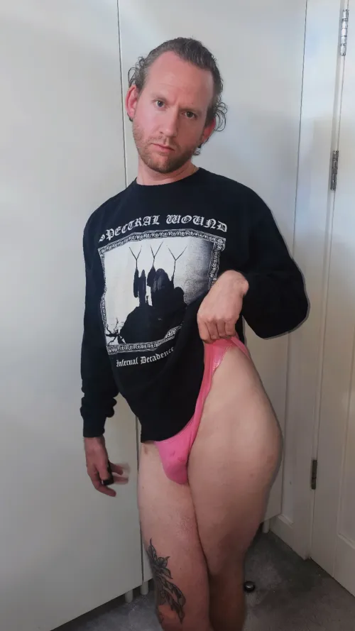 Black metal and pink panties. X