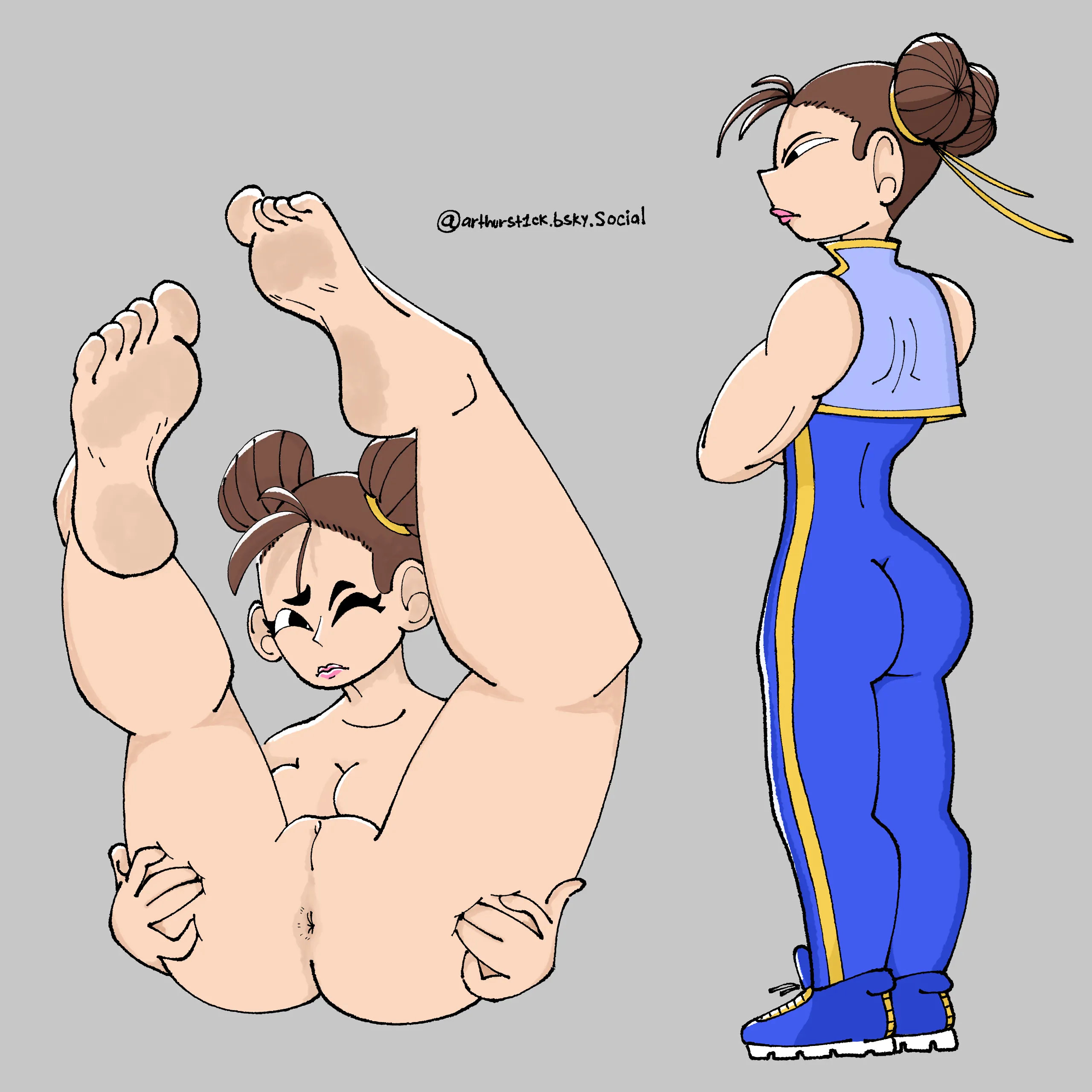 Chun-li showing her goods (@arthurst1ck on bsky or u/arthurst11ck)