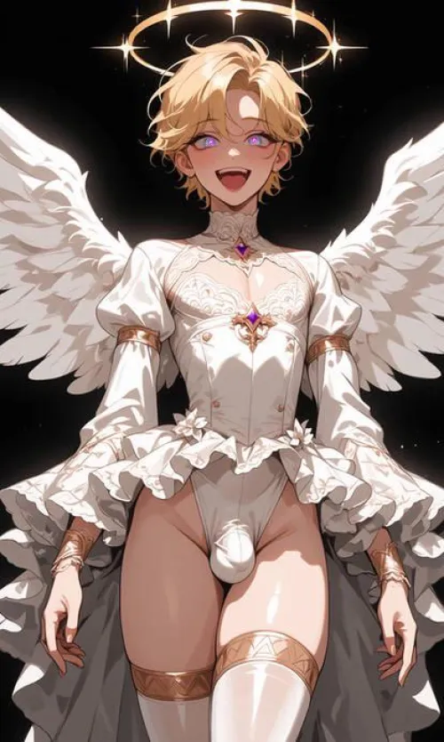 [M4FB] as a angel you were curious about humans and what did they do with there short life well when you went down to look you saw me destroying a femboys ass each day it got you flustered but also hot as you appeared before me in the morning with a offe