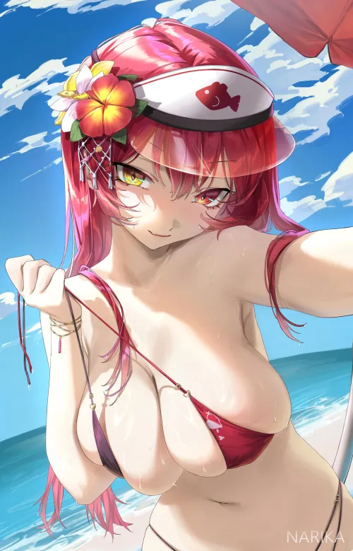 Marine pulling her bikini [Hololive]