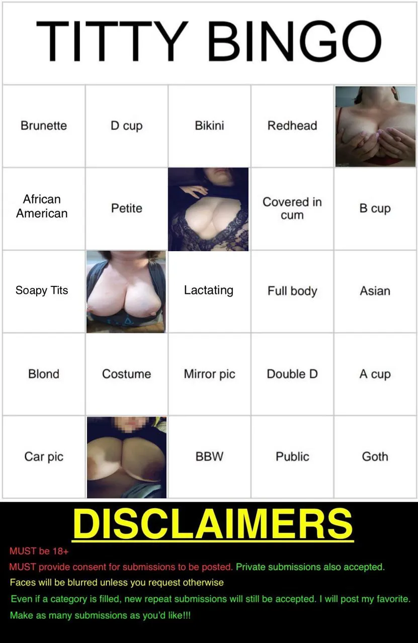 Updated bingo card! Special thanks to Mary and PB! Anyone else able to help?