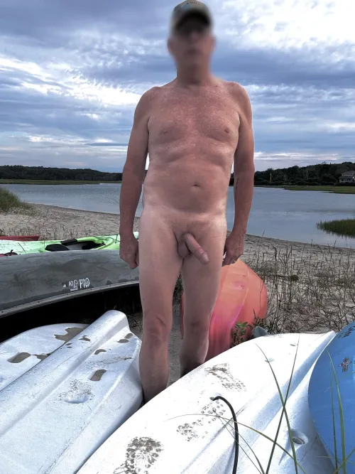 Nude kayaking in the morning