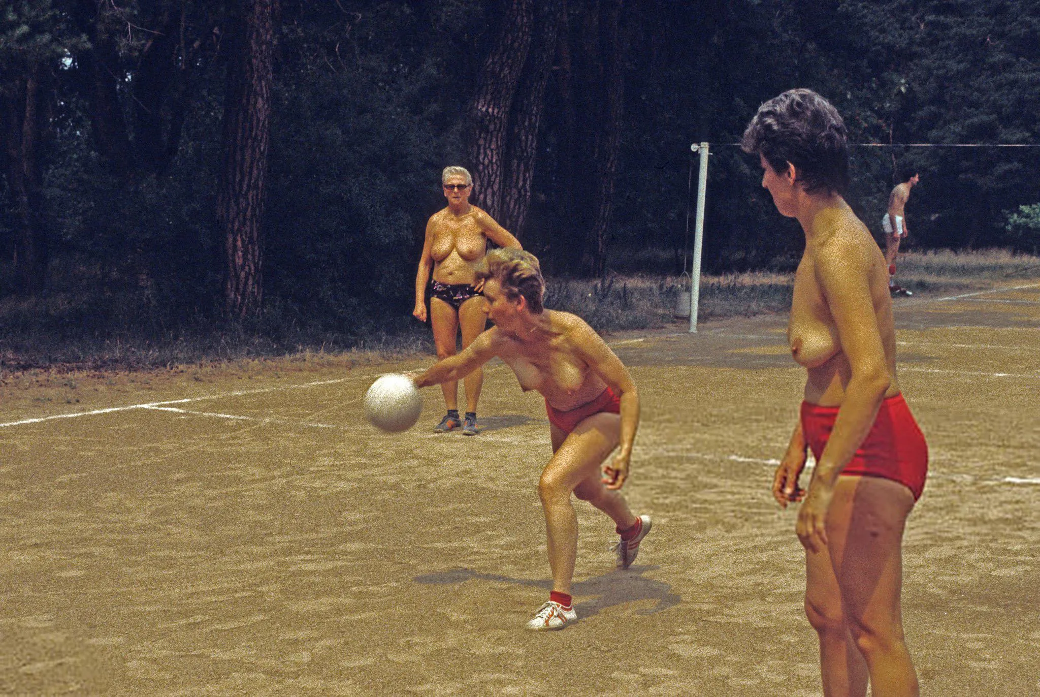 Topless sports might not be the most comfortable but sometimes it's so hot outside you've got to make a choice