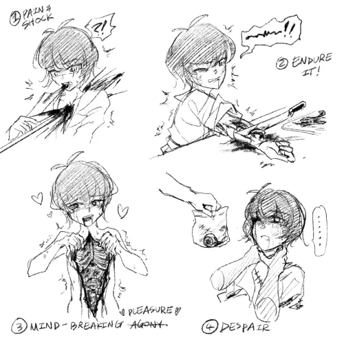 Inspired by u/karmatownART’s post. My own take on the painful expressions!