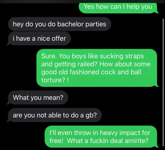 Bachelor parties are my favorite!