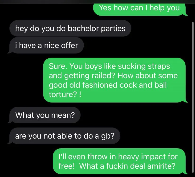 Bachelor parties are my favorite!