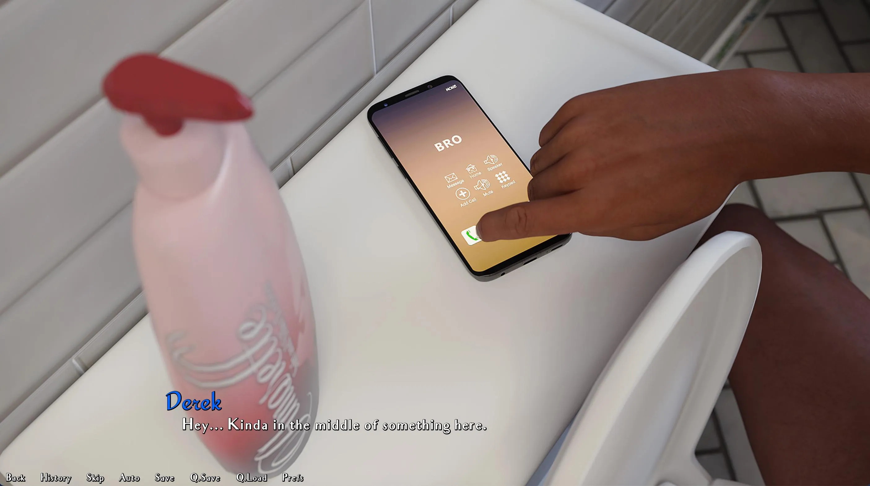 Does Bro change to ass man in Derek Saved Contact?