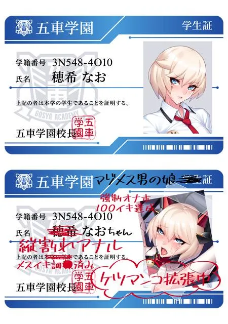Gosha Academy (Anti-Demon Ninja Training Institution) Student ID Homare Nao 2 Card Set Before & After