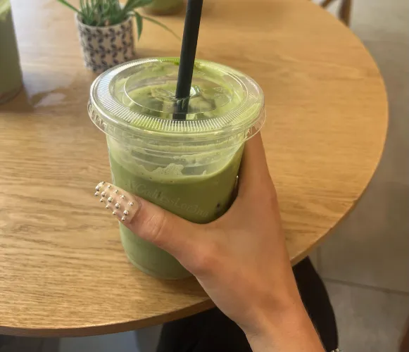 Late morning matcha, then straight to the nail salon! 🍵