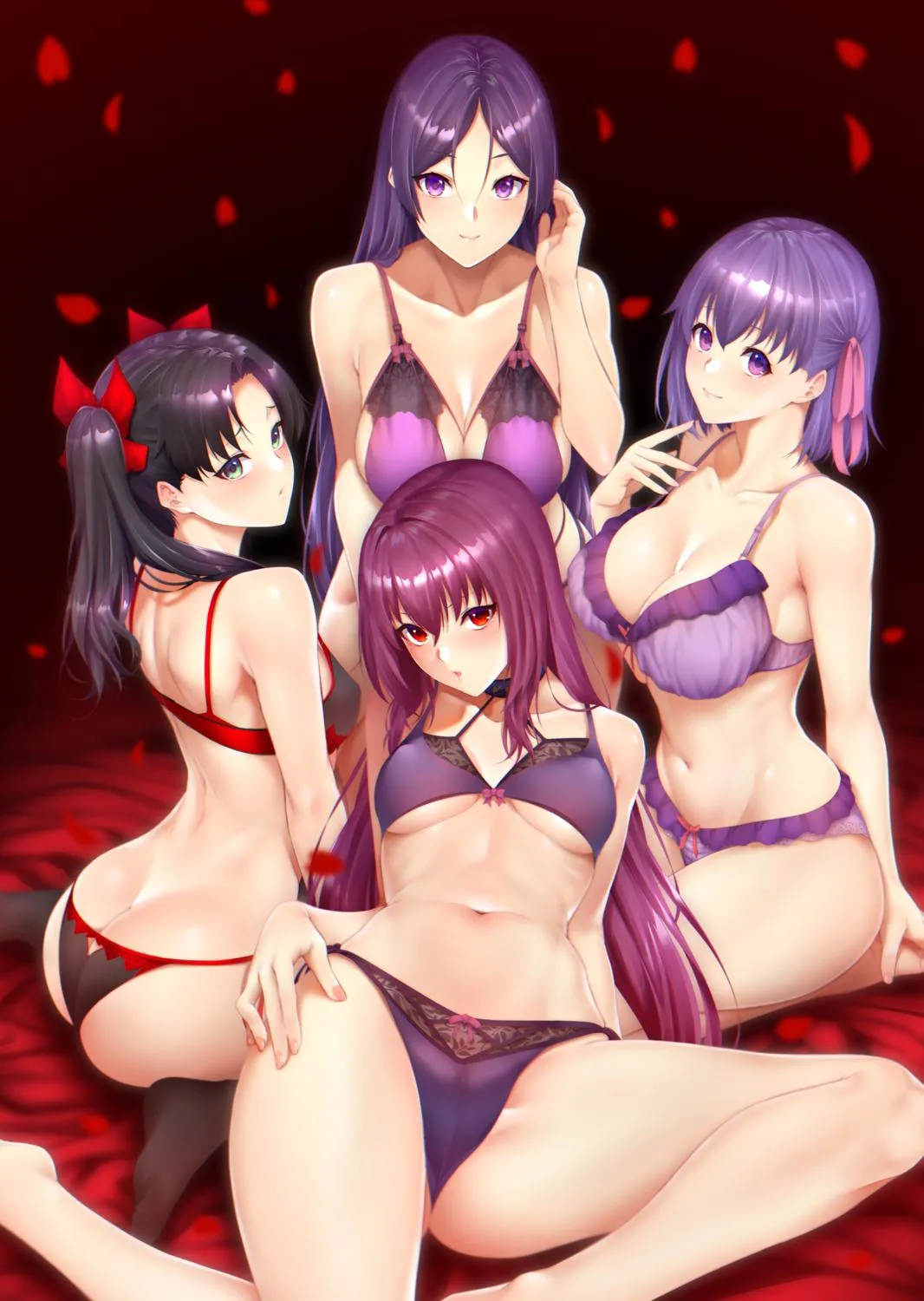 Matou Sakura, Minamoto no Raikou, Scathach and Tohsaka Rin (Zucchini) [Fate Grand Order]