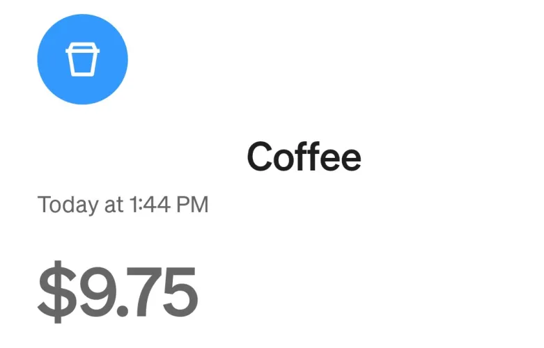 mini reimbursement: $9.75 for Mommys chai latte and Danish from her favorite little coffee shop