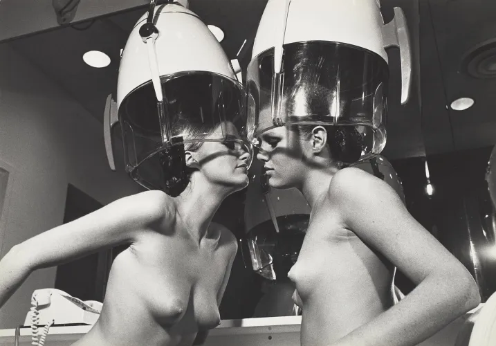 Winnie Hollman (left) and Patti Hansen for Xavier Coiffures by Helmut Newton, New York, 1976