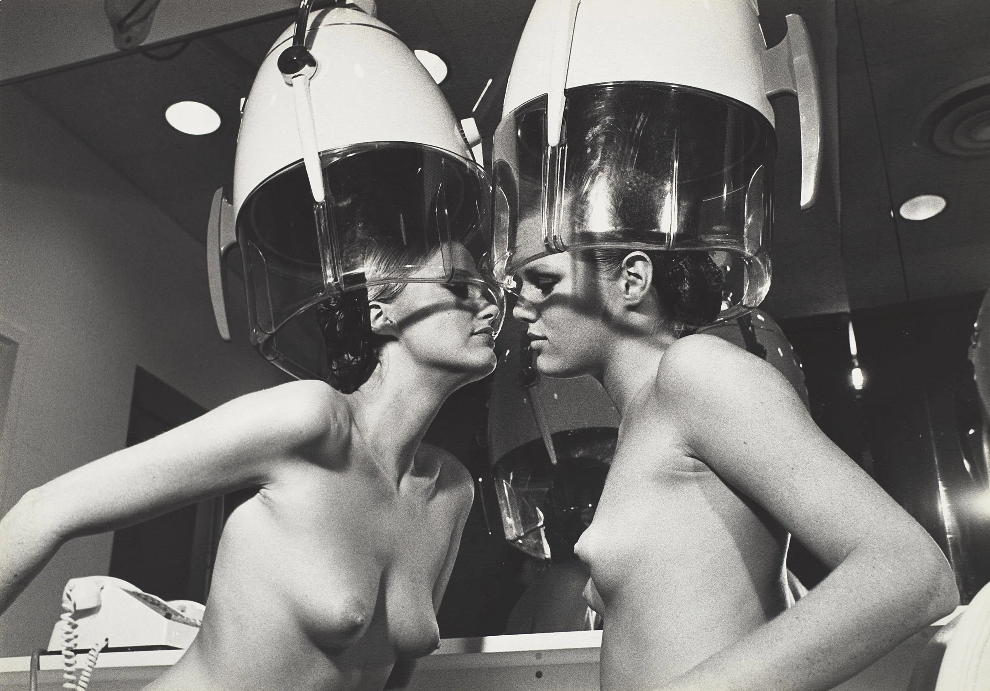 Winnie Hollman (left) and Patti Hansen for Xavier Coiffures by Helmut Newton, New York, 1976