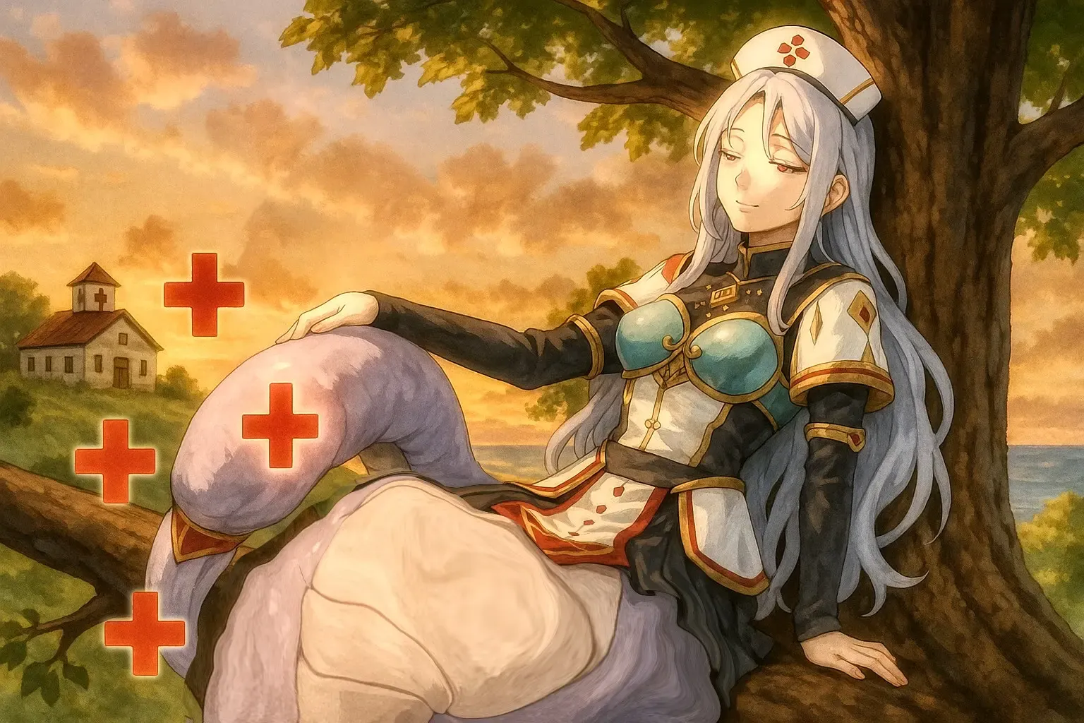 Saphentine from Monstet Girl Doctor healing her patient within her tail [AI Generated + Edited with Photoshop]