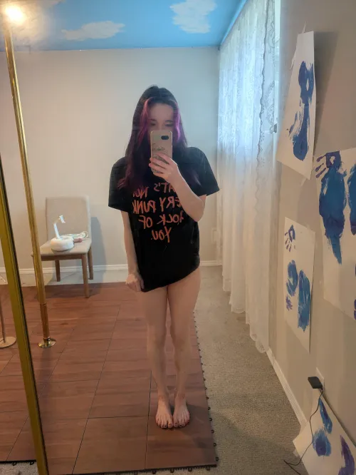 tugging on my big tshirt so you can't tell I'm not wearing anything underneath 😅