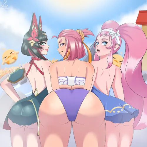 Yunara, Sona and Ahri (Scarabby_)