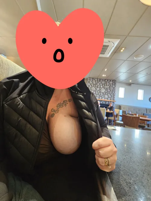 It has been a long recovery but I am feeling much better so back to it. A bit of lunch time boobs in the restaurant
