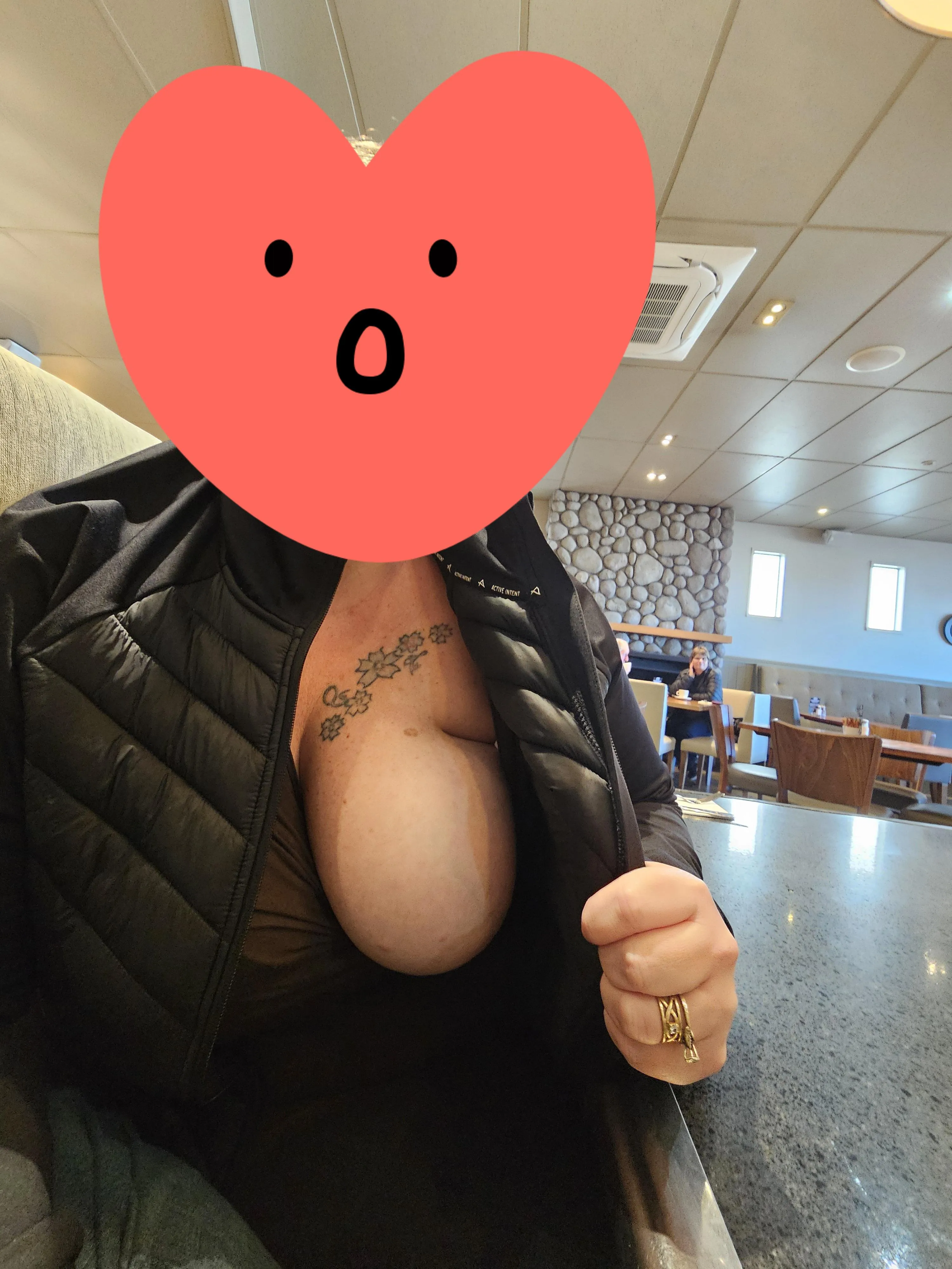 It has been a long recovery but I am feeling much better so back to it. A bit of lunch time boobs in the restaurant