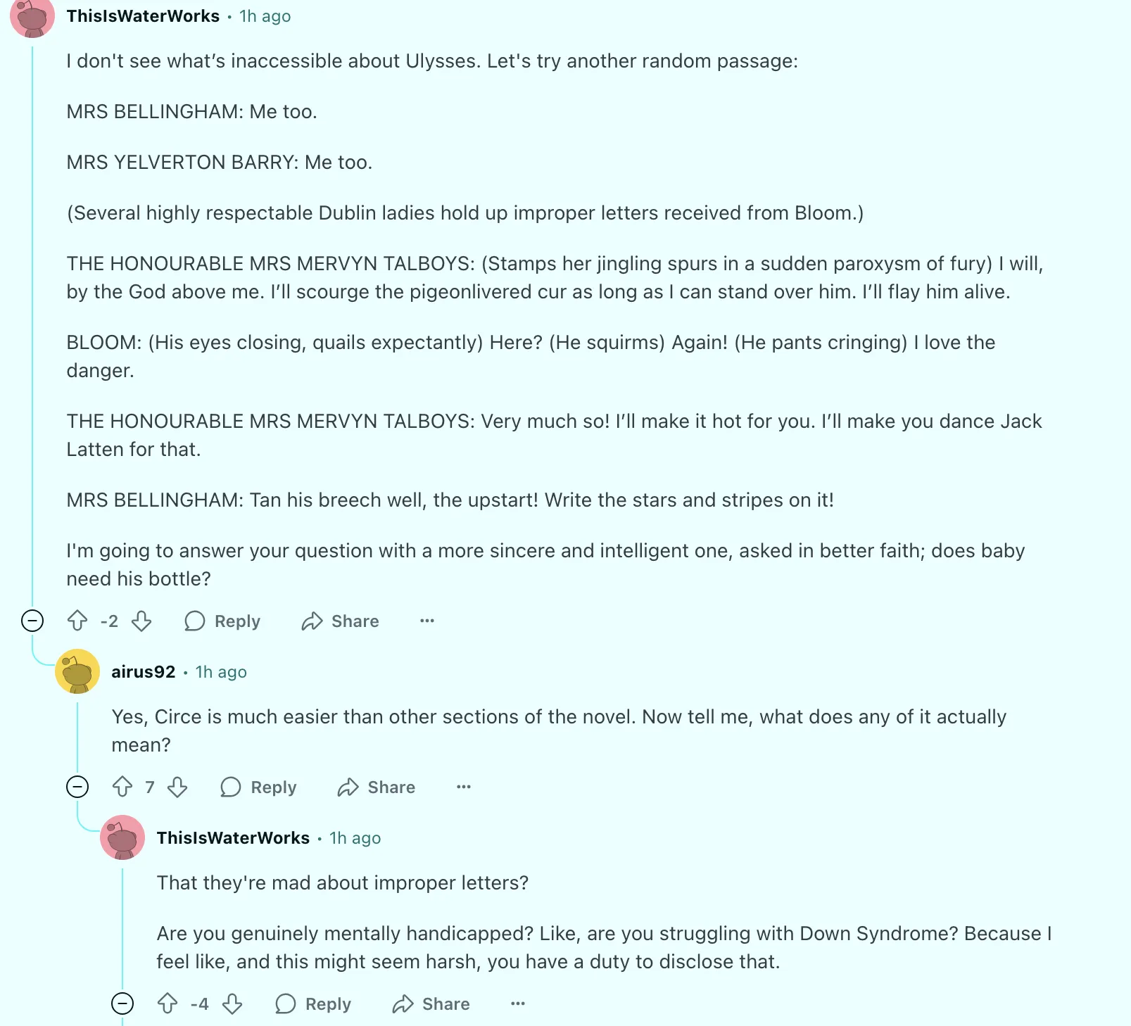 Only dumb babies with down syndrome think Ulysses is hard, it's just about a guy walking around Dublin, what's so special about that