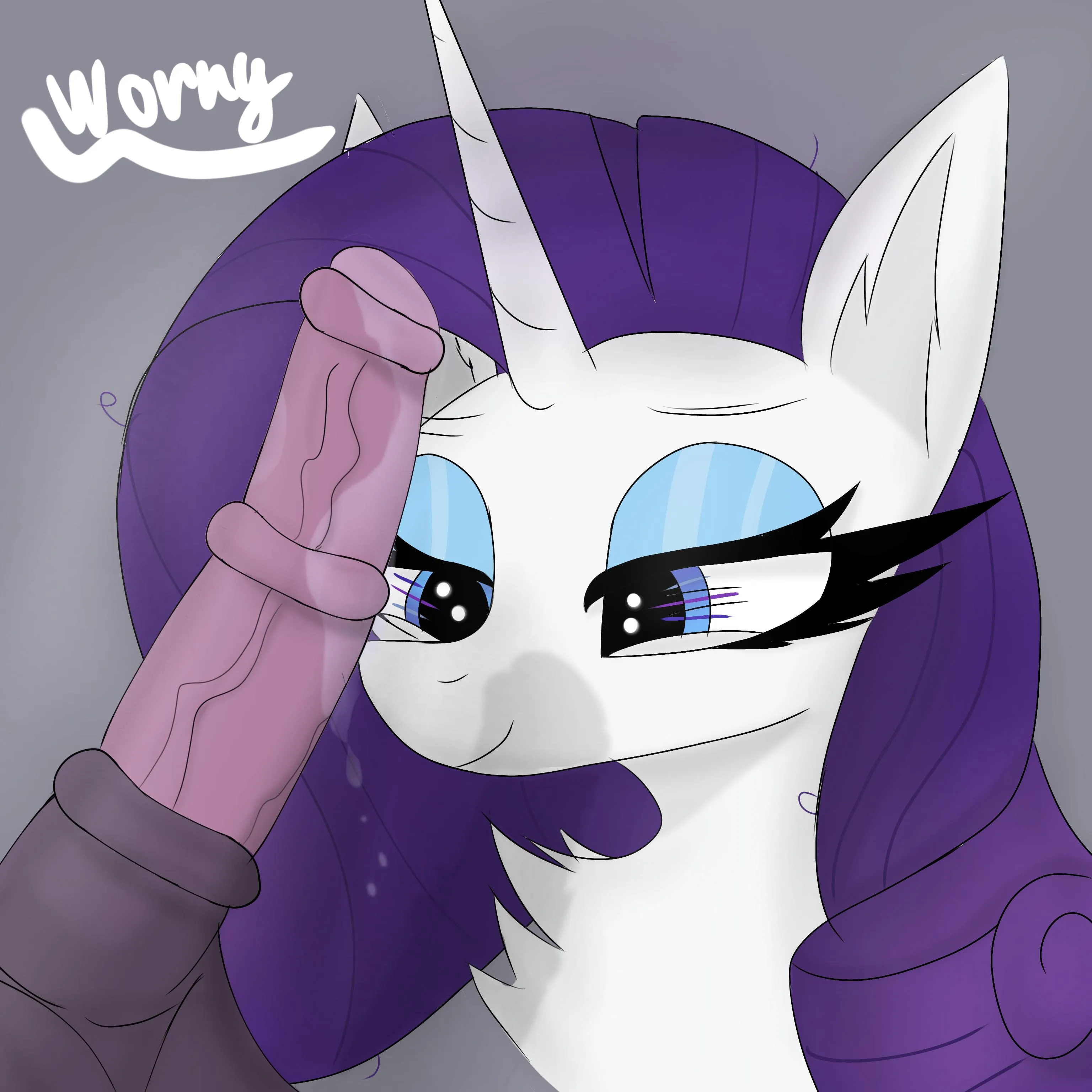 Rarity is looking at the dick with great interest 💜🤍 | Art by me (Worny)