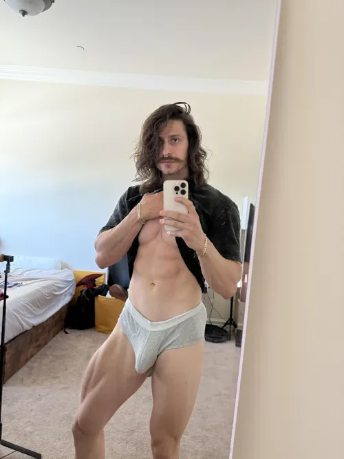 Filling up these undies ready to blow a load