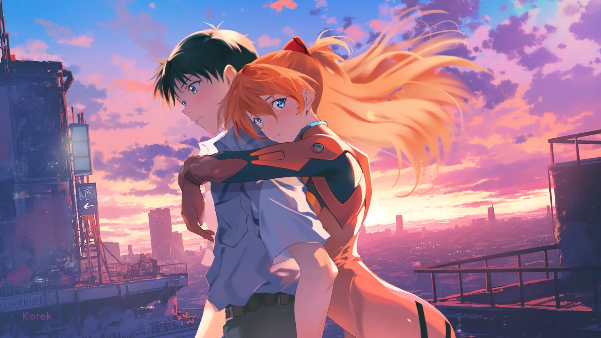 Shinji and Asuka - Drawing, Indieanime