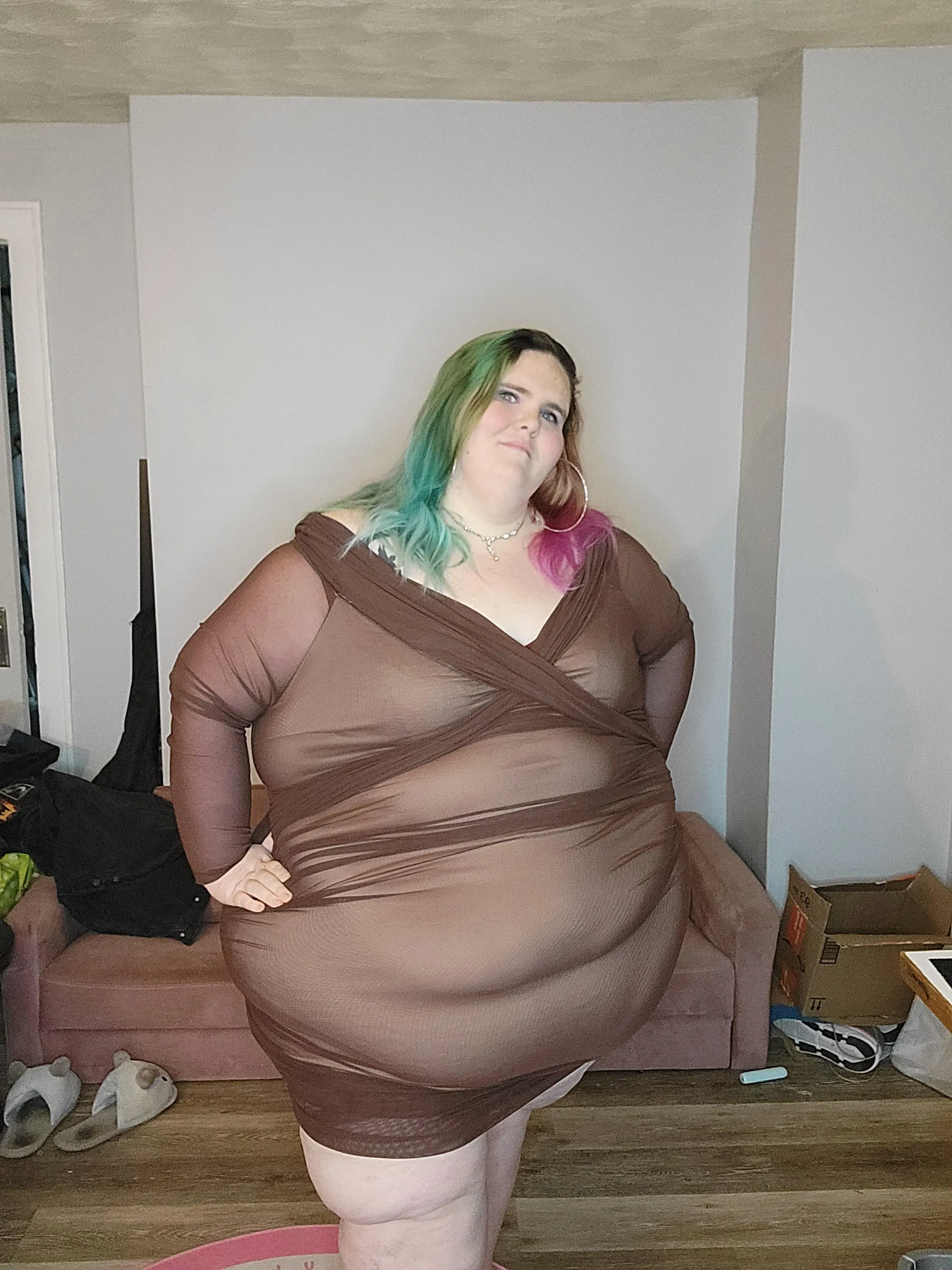 Showing off the curves with this dress.