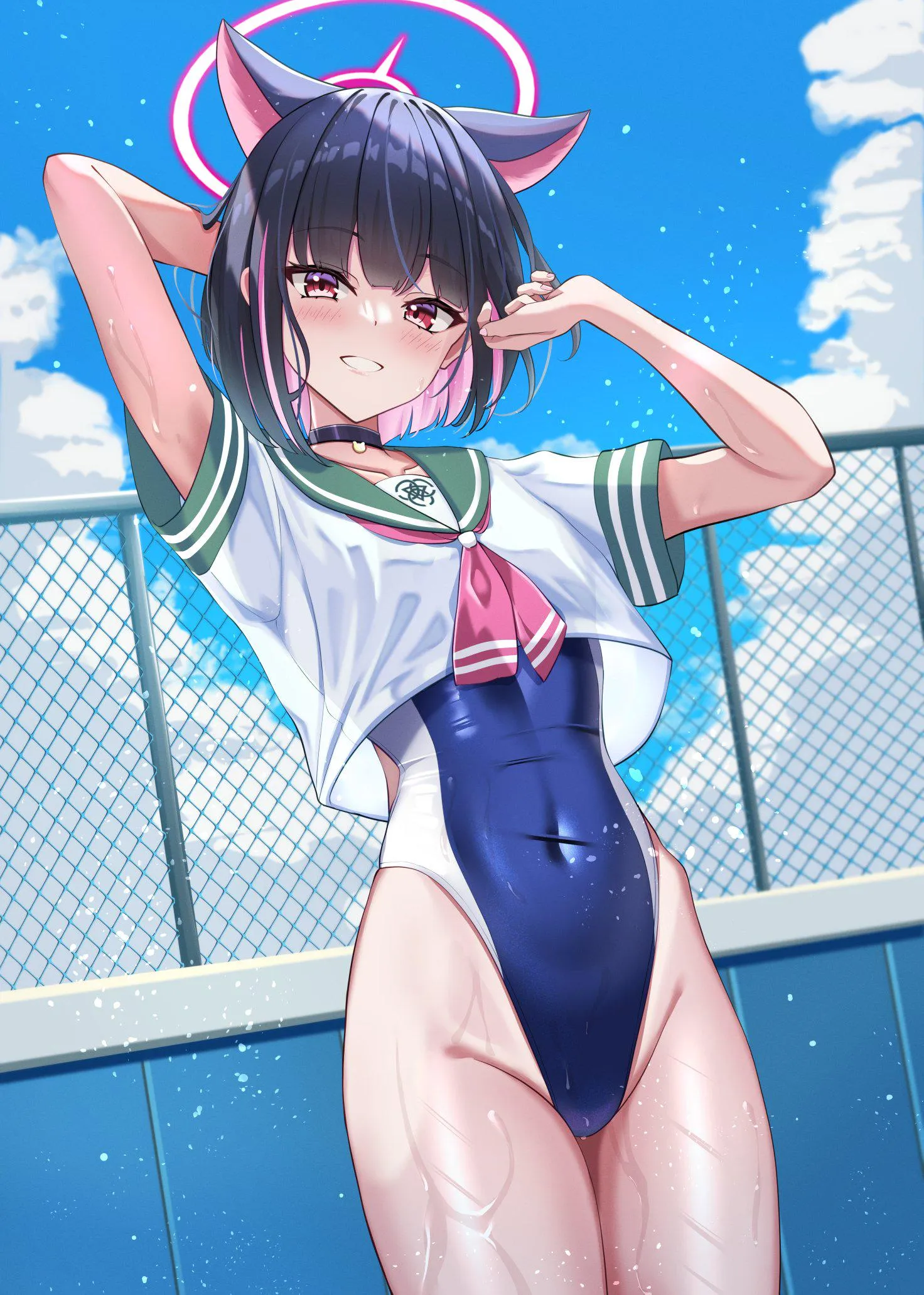 Summer Schoolgirl Swimsuit Kazusa [Blue Archive]