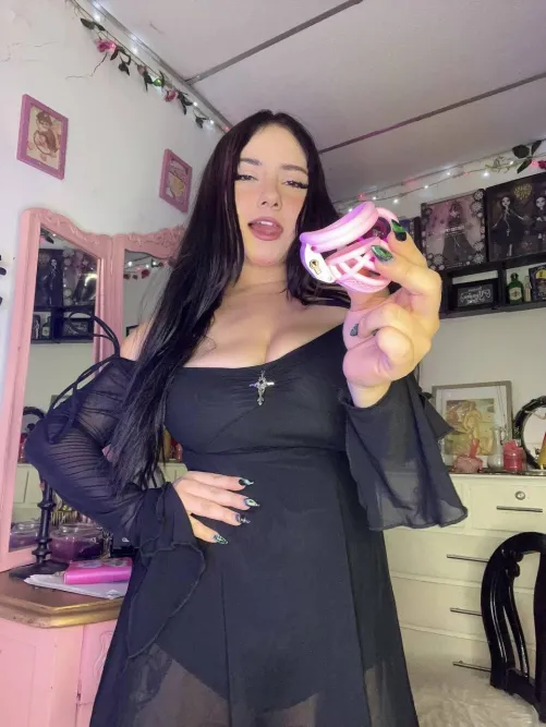 would you date me if your sex life meant wearing this cute pink cage and slutty panties while i peg you?