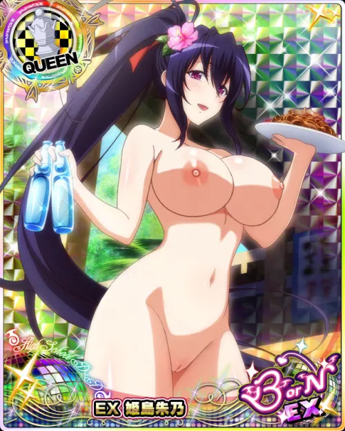 Akeno as a naked waitress in a beach resort. [High School DxD]
