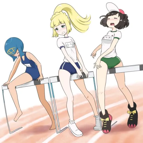 The girls having trouble at the race~