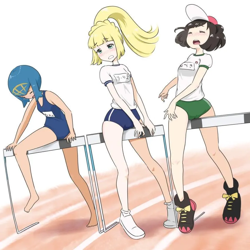 The girls having trouble at the race~