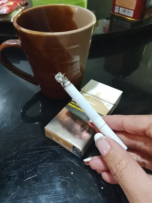 coffee and cigarette in morning routine