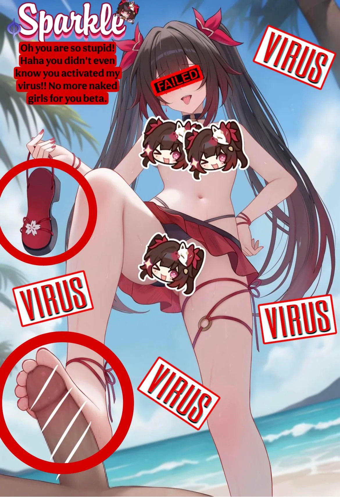 Did you really just fall for Sparkle’s tricks and install her censor virus? Well guess you’ll never see naked girls again beta. 🤭