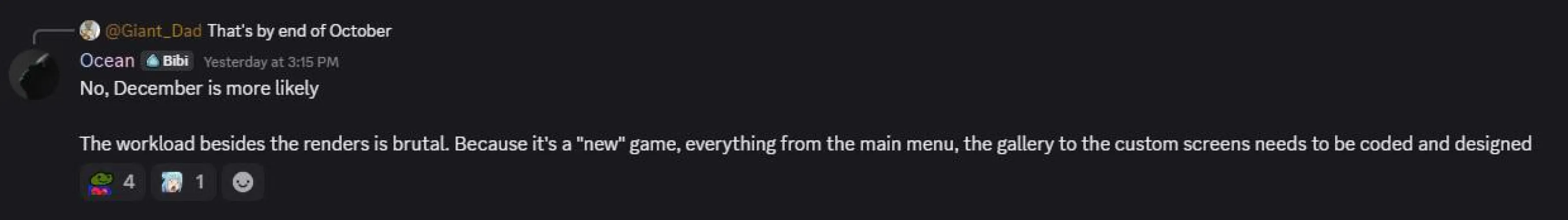Expected release month for the next Summer's Gone update.